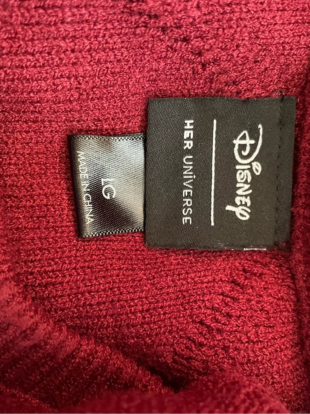Disney Burgundy Mini Mouse Crewneck Sweater with Faux Pearl Accents - Picture 6 of 8